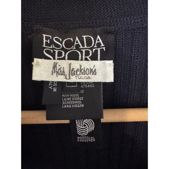 Escada Sport Blue Argyle Cardigan New Wool Women's Sweater, Size L - Picture 3 of 6
